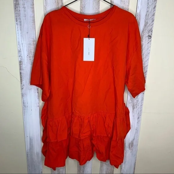 ZARA WB Ruffle T Shirt Dress Blogger Favorite - Picture 2 of 6